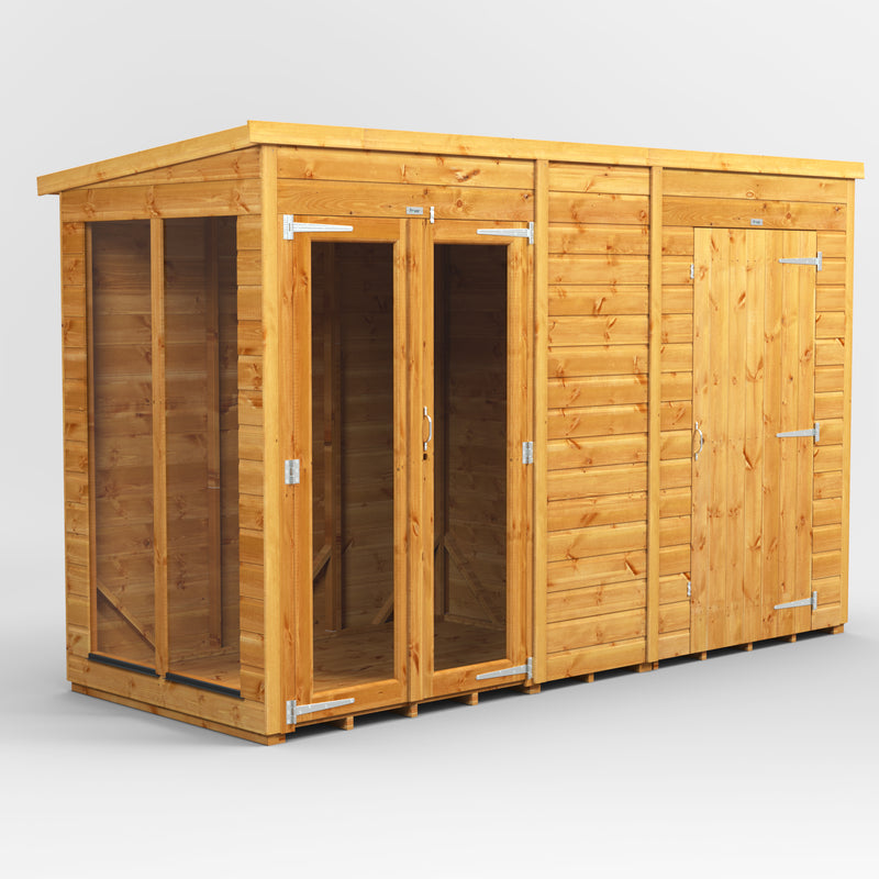 Fast Delivery Power Pent Summerhouse Combi With 4' Side Store