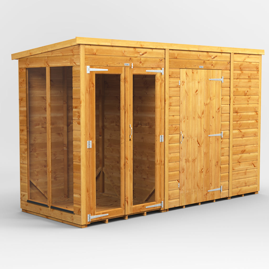 Fast Delivery Power Pent Summerhouse Combi With 6' Side Store