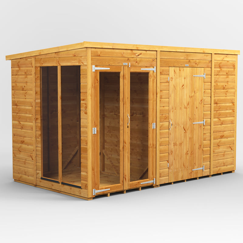 Fast Delivery Power Pent Summerhouse Combi With 6' Side Store