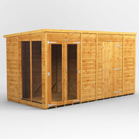Fast Delivery Power Pent Summerhouse Combi With 6' Side Store