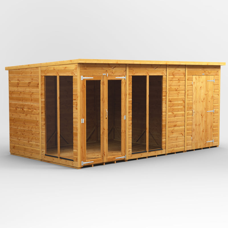 Fast Delivery Power Pent Summerhouse Combi With 4' Side Store